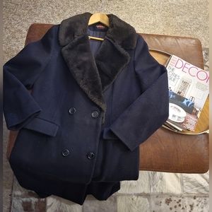 Vintage Navy Wool Pea Fllor Length Pea Coat